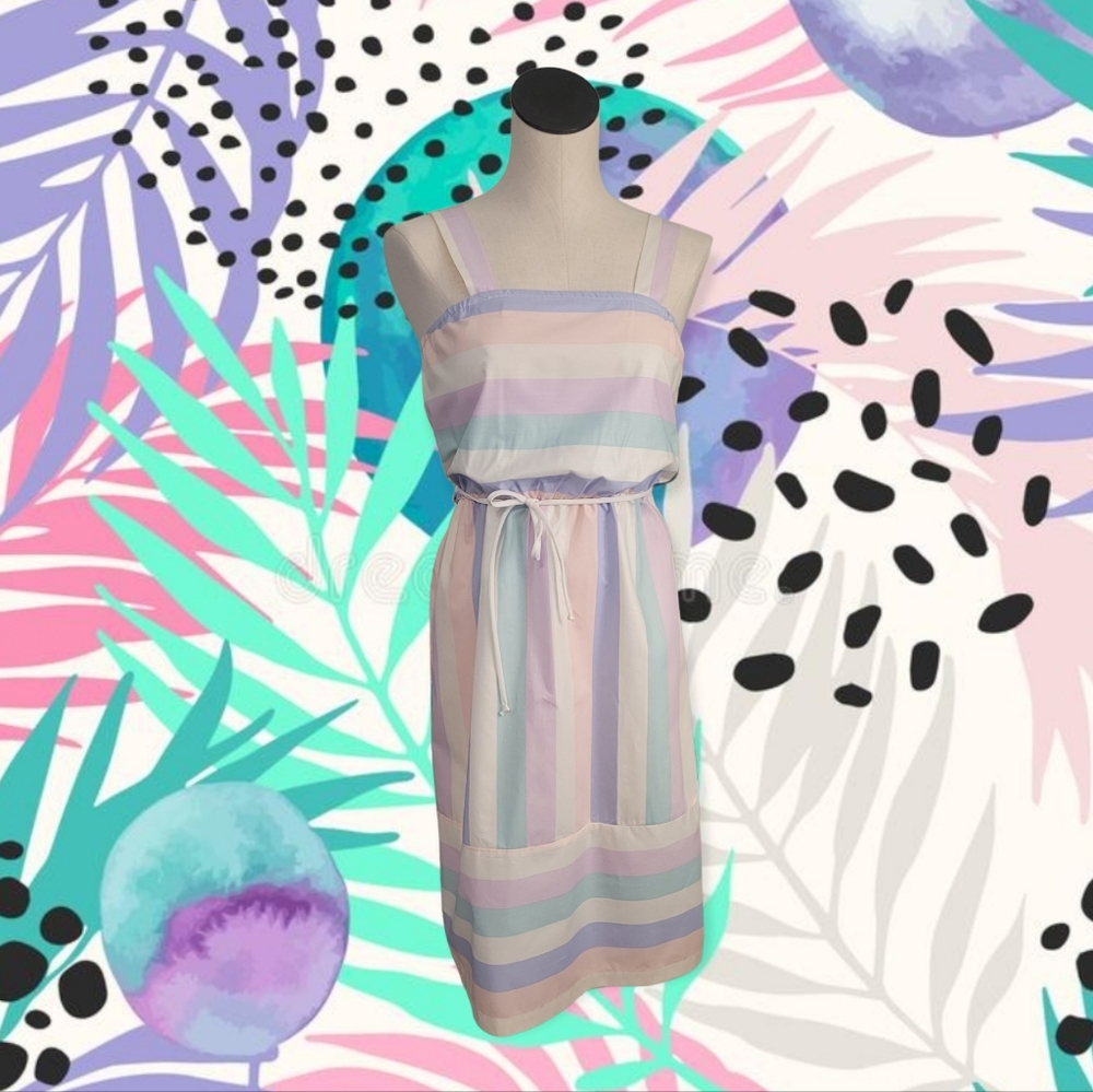 Vintage Pastel Striped Sun Dress